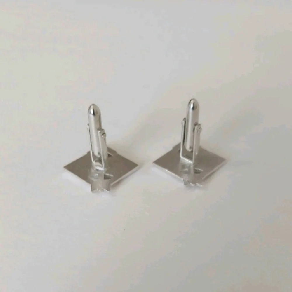VTG Silver Tone Cutout Arrow Cufflinks Square MCM Modernist Men's Jewelry Retro